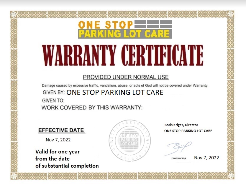 UNIVERSAL WARRANTY CERTIFICATE
